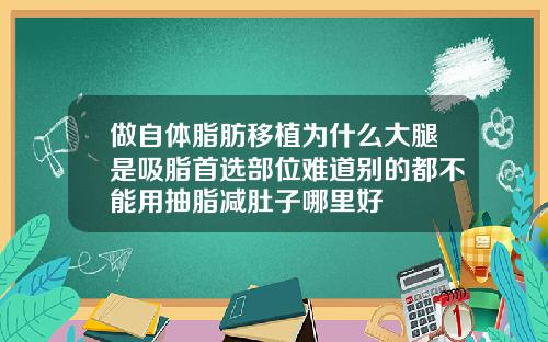 做自体脂肪移植为什么大腿是吸脂首选部位难道别的都不能用抽脂减肚子哪里好