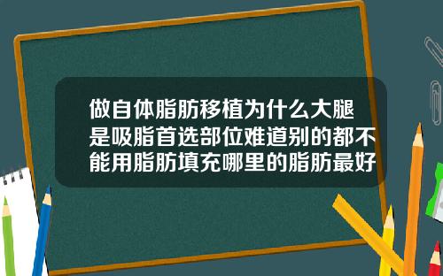 做自体脂肪移植为什么大腿是吸脂首选部位难道别的都不能用脂肪填充哪里的脂肪最好