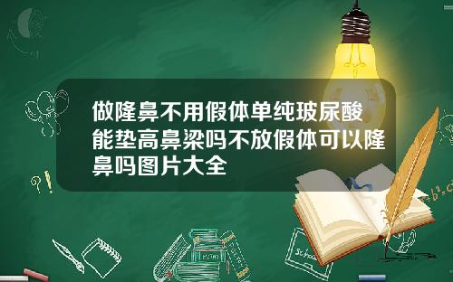 做隆鼻不用假体单纯玻尿酸能垫高鼻梁吗不放假体可以隆鼻吗图片大全