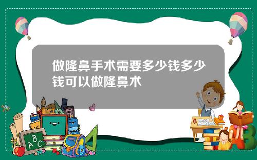 做隆鼻手术需要多少钱多少钱可以做隆鼻术