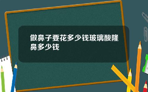 做鼻子要花多少钱玻璃酸隆鼻多少钱