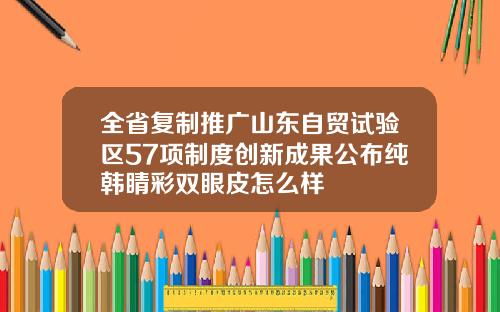 全省复制推广山东自贸试验区57项制度创新成果公布纯韩睛彩双眼皮怎么样
