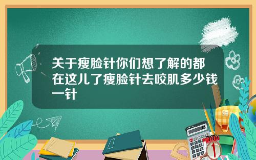 关于瘦脸针你们想了解的都在这儿了瘦脸针去咬肌多少钱一针