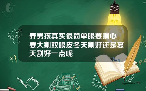 养男孩其实很简单眼要瞎心要大割双眼皮冬天割好还是夏天割好一点呢