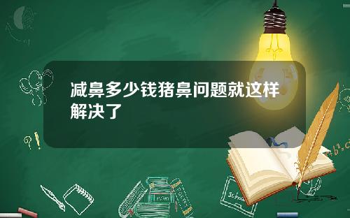 减鼻多少钱猪鼻问题就这样解决了