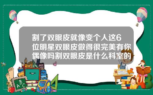 割了双眼皮就像变个人这6位明星双眼皮做得很完美有你偶像吗割双眼皮是什么科室的