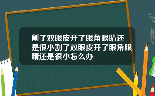 割了双眼皮开了眼角眼睛还是很小割了双眼皮开了眼角眼睛还是很小怎么办