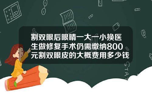 割双眼后眼睛一大一小换医生做修复手术仍需缴纳800元割双眼皮的大概费用多少钱