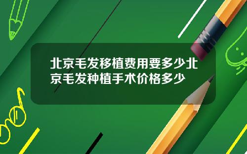 北京毛发移植费用要多少北京毛发种植手术价格多少