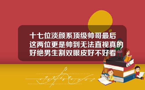 十七位淡颜系顶级帅哥最后这两位更是帅到无法直视真的好绝男生割双眼皮好不好看
