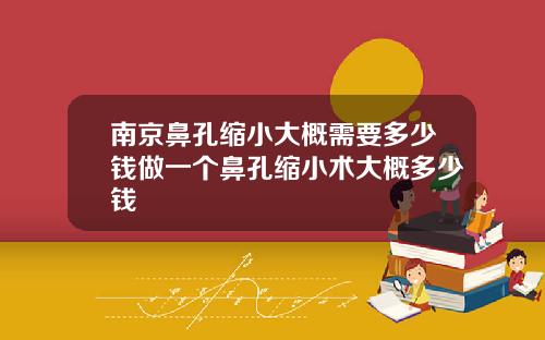 南京鼻孔缩小大概需要多少钱做一个鼻孔缩小术大概多少钱