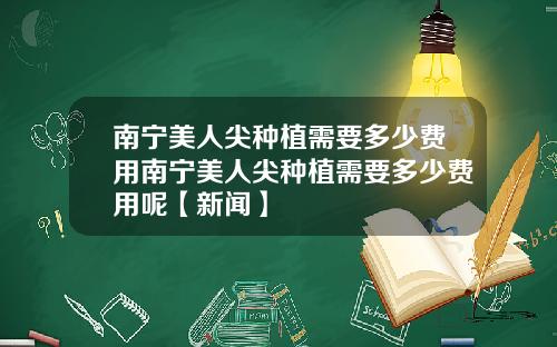 南宁美人尖种植需要多少费用南宁美人尖种植需要多少费用呢【新闻】