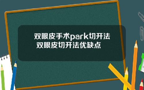 双眼皮手术park切开法 双眼皮切开法优缺点