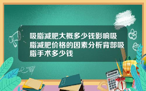 吸脂减肥大概多少钱影响吸脂减肥价格的因素分析背部吸脂手术多少钱
