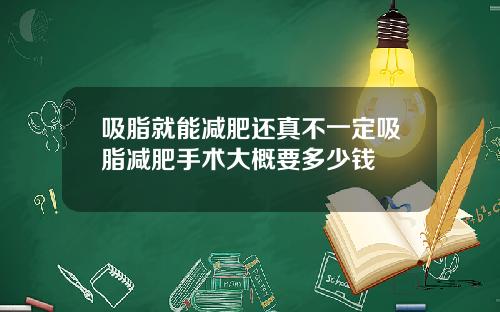 吸脂就能减肥还真不一定吸脂减肥手术大概要多少钱