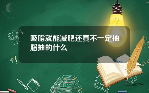 吸脂就能减肥还真不一定抽脂抽的什么
