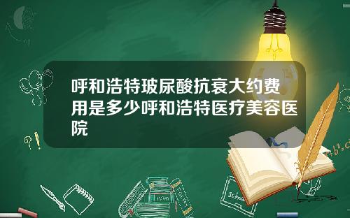 呼和浩特玻尿酸抗衰大约费用是多少呼和浩特医疗美容医院