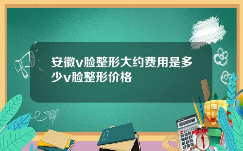 安徽v脸整形大约费用是多少v脸整形价格