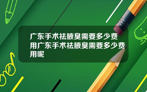 广东手术祛腋臭需要多少费用广东手术祛腋臭需要多少费用呢