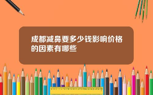 成都减鼻要多少钱影响价格的因素有哪些