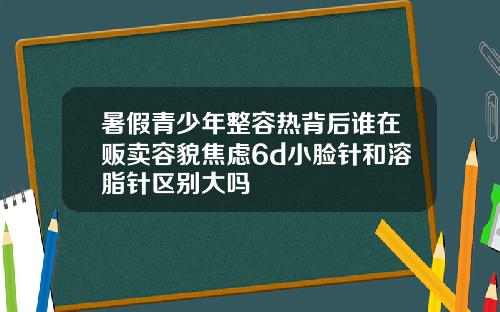 暑假青少年整容热背后谁在贩卖容貌焦虑6d小脸针和溶脂针区别大吗