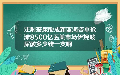 注射玻尿酸成新蓝海资本抢滩8500亿医美市场伊婉玻尿酸多少钱一支啊