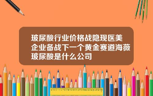玻尿酸行业价格战隐现医美企业备战下一个黄金赛道海薇玻尿酸是什么公司