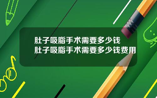 肚子吸脂手术需要多少钱 肚子吸脂手术需要多少钱费用