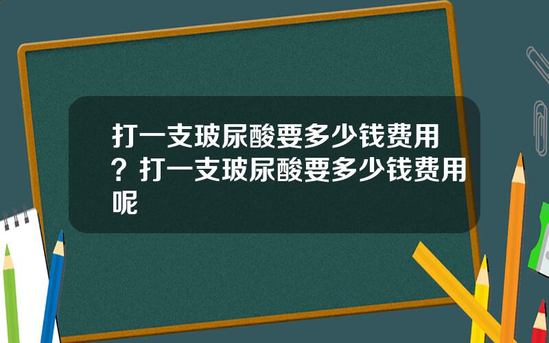 打一支玻尿酸要多少钱费用？打一支玻尿酸要多少钱费用呢