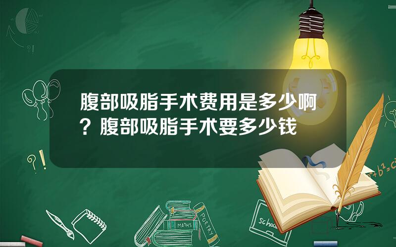 腹部吸脂手术费用是多少啊？腹部吸脂手术要多少钱